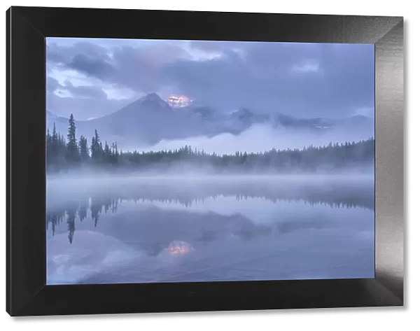 Misty morning in the Canadian Rockies, Herbert Lake, Banff National Park, Alberta, Canada