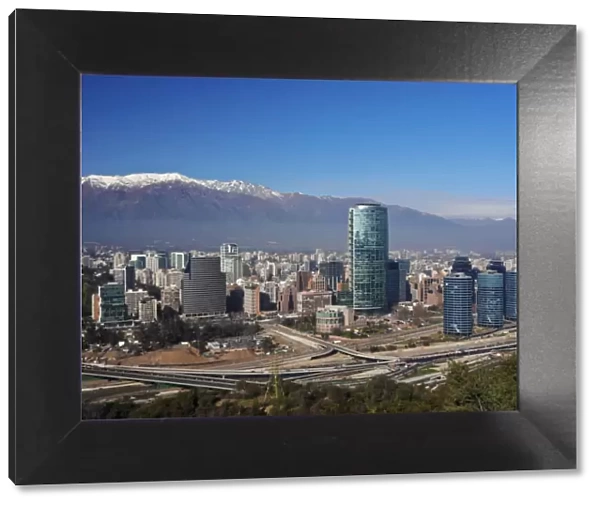 Chile, Santiago, View from the Parque Metropolitano towards the high raised buildings