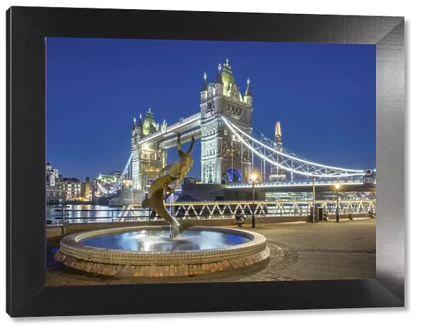 United Kingdom, England, London. Tower Bridge over the River Thames and Girl With