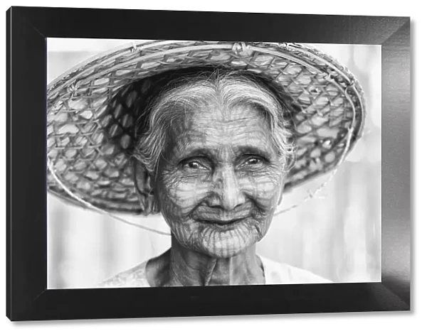 Woman with tatooed face, Mrauk U, Myanmar, Burma