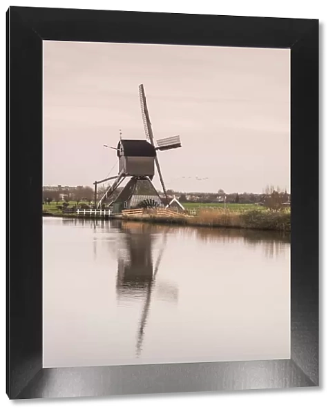Netherlands, Kinderdijk, Traditional Dutch windmills, dusk