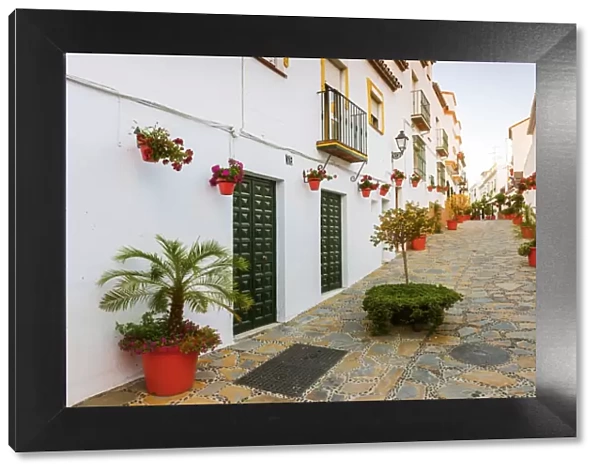 Spain, Andalusia, Estepona, Old town, Colourful street