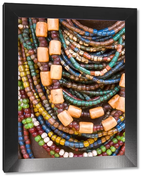 Colourful beads worn by a woman of the Galeb tribe