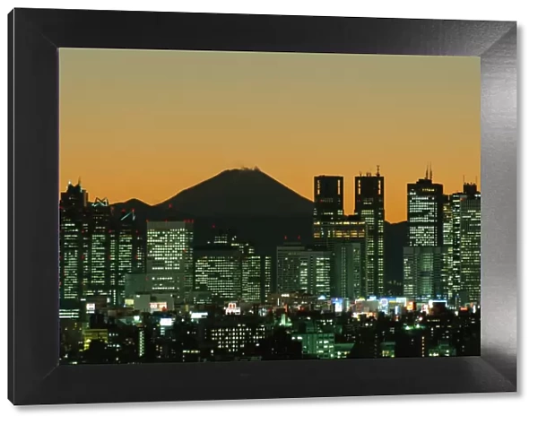 City Skyline & Mount Fuji  /  Night View, Tokyo, Honshu, Japan