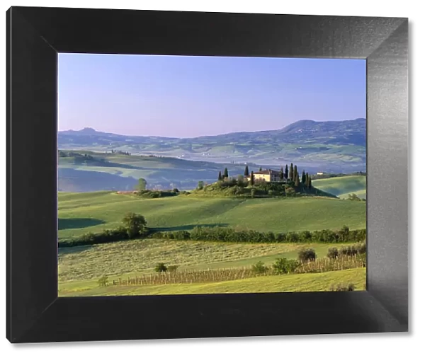 Val d Orcia  /  Countryside View  /  Farmhouse & Green Grass & Hills