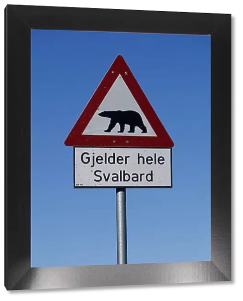 Polar bear warning sign on the outskirts of Longyearbyen