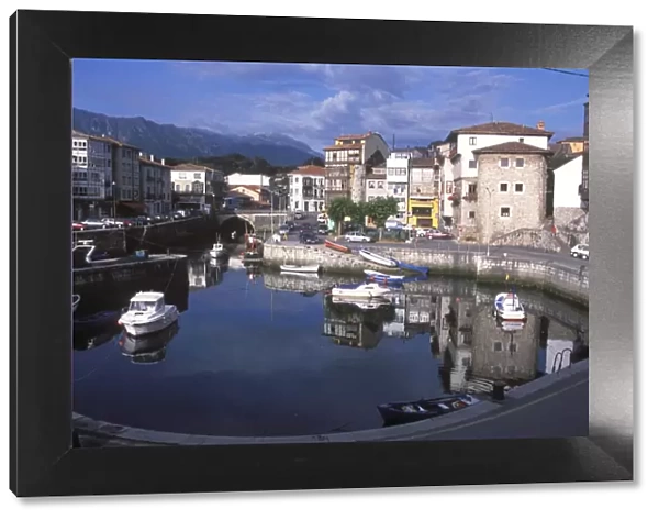 The old Harbour in Llanes is surrounded by mansions