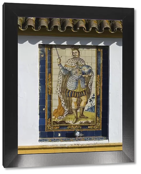 Mural of one of the historic Spanish kings made from