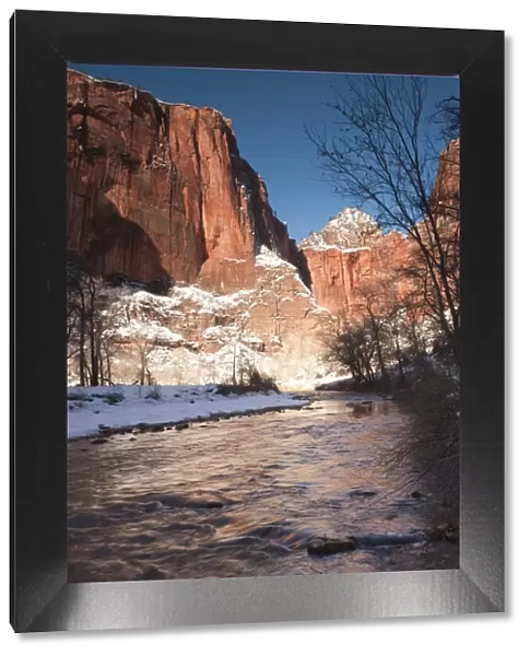 USA, Utah, Zion National Park, Landscape by the North Fork Virgin River, winter