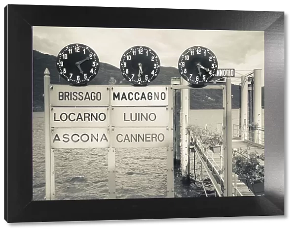 Italy, Piedmont, Lake Maggiore, Cannobio, lake ferry timetable