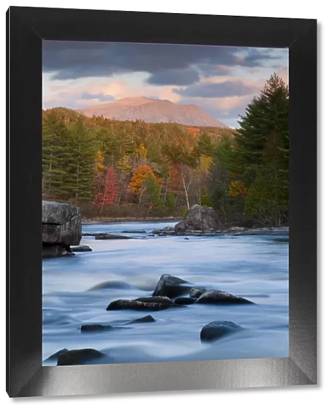 USA, Maine, West Branch of the Penobscot River and Mount Katahdin in Baxter State Park