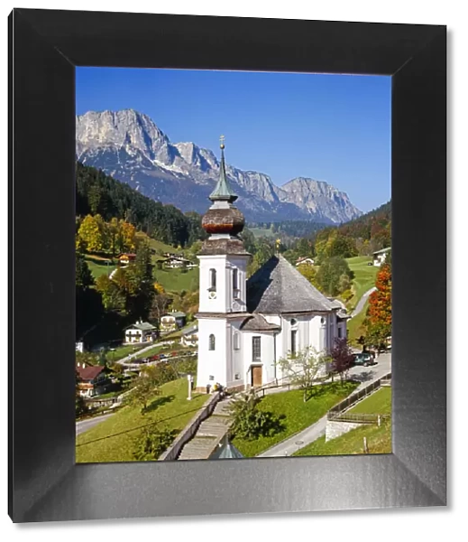 Maria Gern church and Untersberg, Berchtesgadener Land, Bavaria, Germany, Europe
