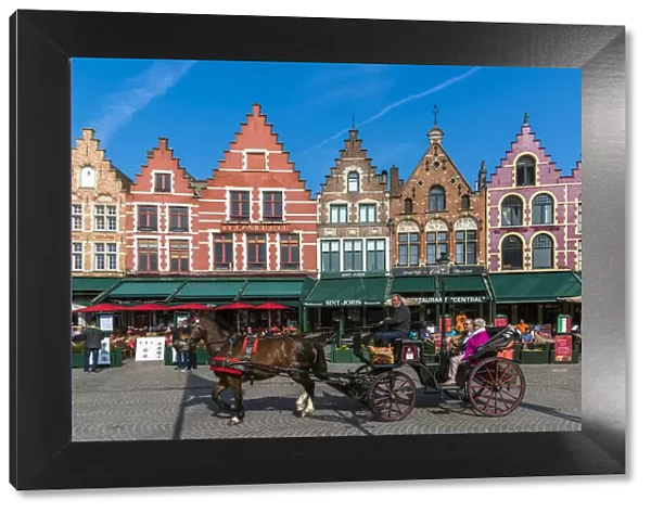 Horse carriage in Markt or Market Square, Bruges, West Flanders, Belgium