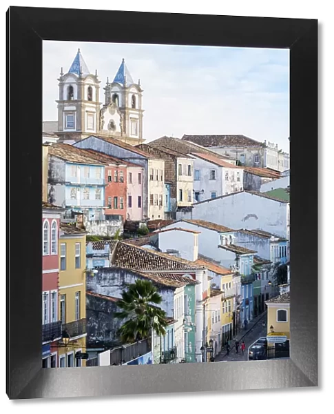 South America, Brazil, Bahia, Salvador, Historic city centre from the Pelourinho showing