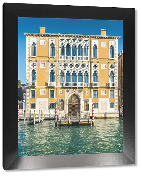 Venice, Veneto, Italy. Gothic waterfront of Palazzo Cavalli-Franchetti