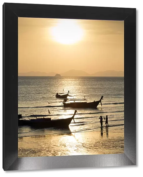 South East Asia, Thailand, Krabi province, Ao Nang, sunset over the beach showing