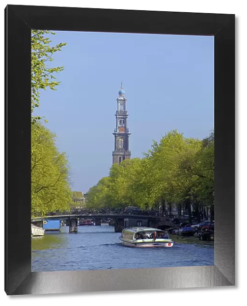Westerkerk Tower and Prinsengracht Canal, Amsterdam, Netherlands