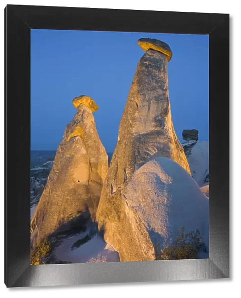 Fairy chimneys known as The Three Beauties, near Goreme, Cappadocia, Turkey
