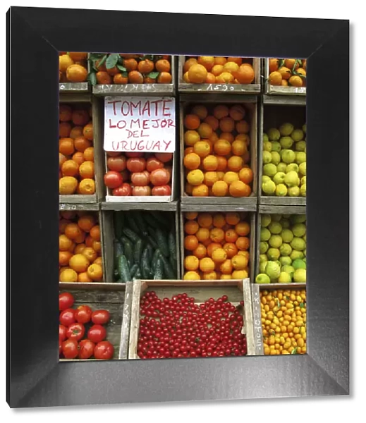 A Greengrocers Fruits and Vegetables display, Montevideo Ciudad Vieja district, Uruguay