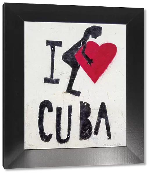 I love Cuba Mural Painting, La Habana Vieja, Havana, La Habana Province, Cuba