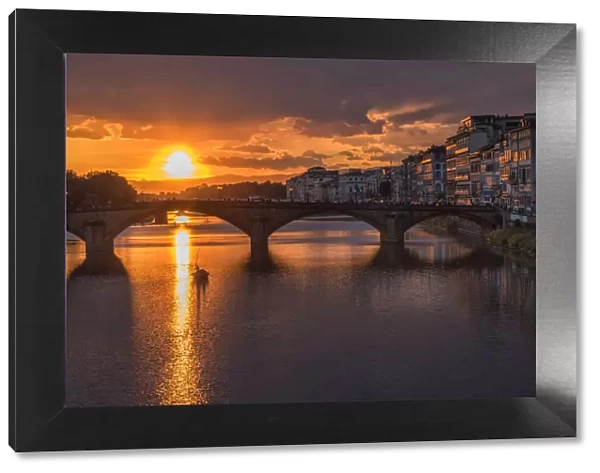 Europe, European, Italy, italian, Tuscany, Florence, sunset at Arno river