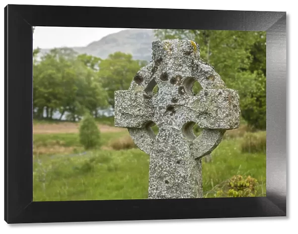 Old cross at Trossachs Church on the north bank of Loch Achray, Stirling, Scotland