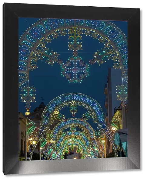 Galatina, province of Lecce, Salento, Apulia, Italy. The Luminarie of Salento, one of the symbols of the cultural traditions of the territory, a characteristic and peculiar element of any patronal feast in Puglia