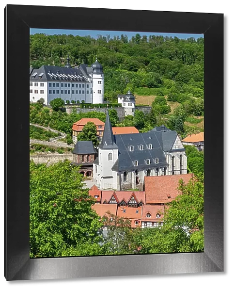 View over Stolberg with St.Martini church and castle, Harz, Saxony-Anhalt, Germany