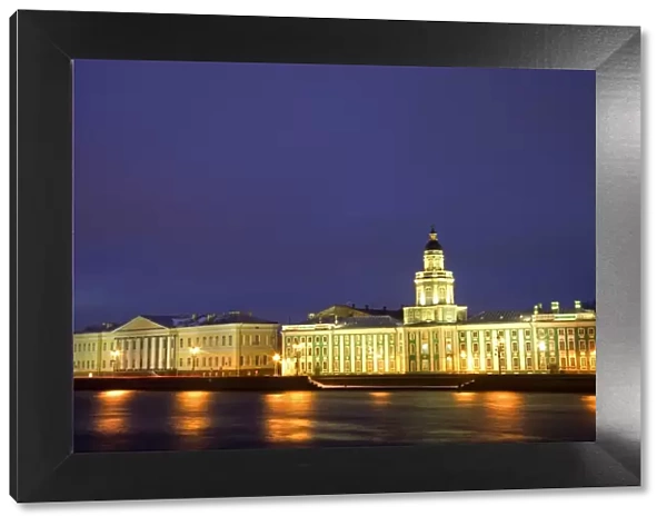 Russia, St. Petersburg; Th Neva River with the Kunstkamera and part of the State University building beside