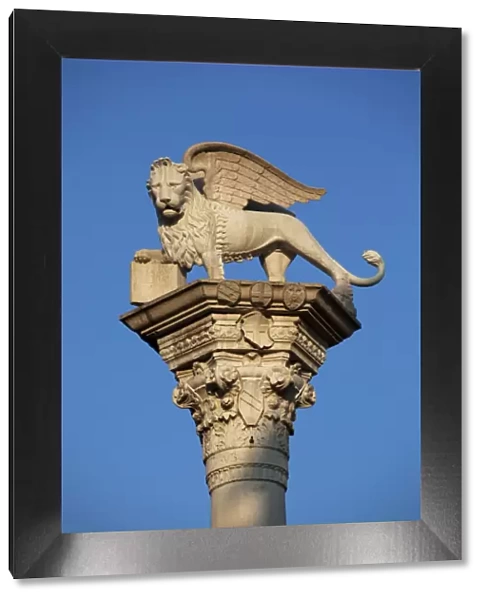Italy, Veneto, Vicenza, Western Europe; The Leone di San Marco a symbol dating from the glorious times of the wealthy Venice and the Veneto in the time of