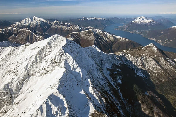 Aerial picture of Mount Legnone with Grigne and the Como Lake. Alto Lario. Lombardy