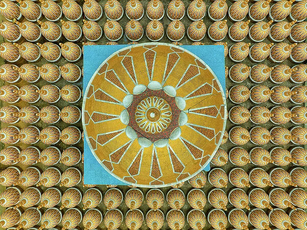 Aerial view of the geometric pattern from 201 Gombuj Masjid islamic mosque along Jhinai river in Gopalpur, Tangail, Bangladesh