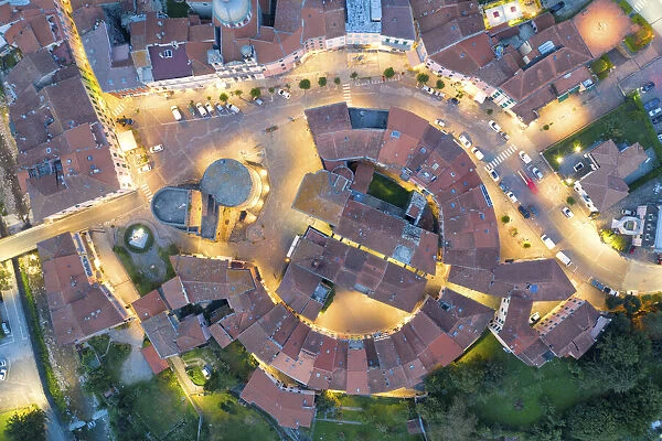 Aerial view of the historic center of Varese Ligure, municipality of Varese Ligure