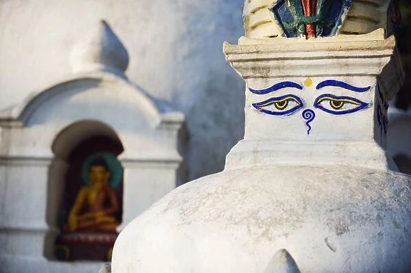 Asia, Nepal, Kathmandu, Kathmandu Valley, Swayambhu, Monkey Temple, stupa buddha eyes