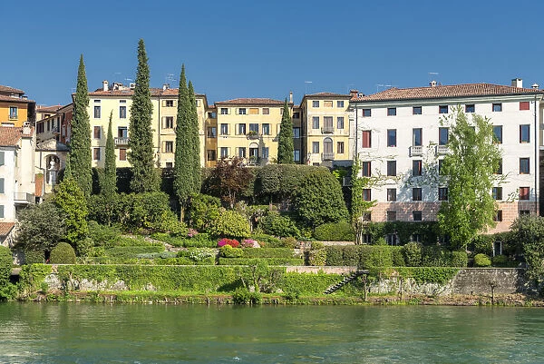 Bassano del Grappa, Vicenza province, Veneto, Italy Houses on the Brenta River