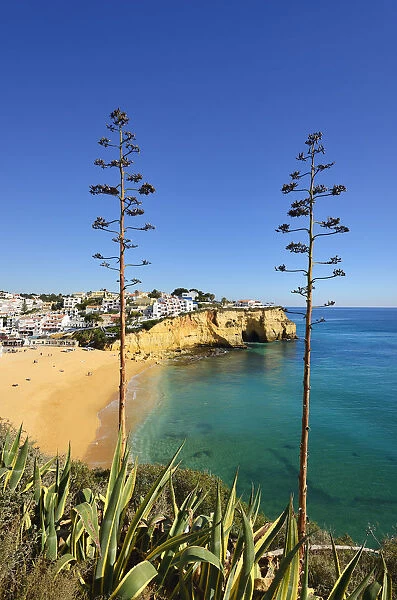 The beach and village of Carvoeiro. Lagoa, Algarve, Portugal