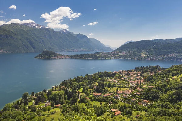 Bellagio and lake Como from the path to San Martino church, Griante, Como province