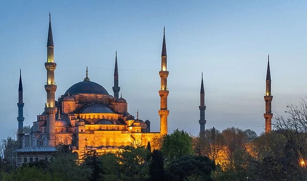 Blue Mosque Panorama at sunset, Turkey, Istanbul