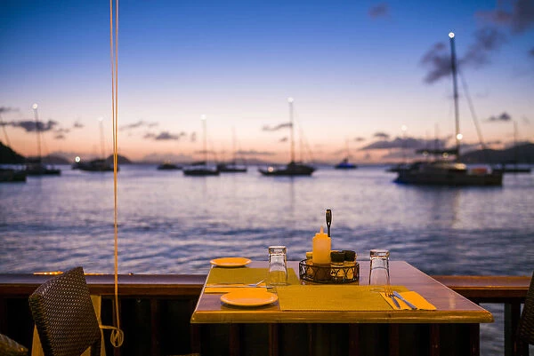 British Virgin Islands, Tortola, Cane Garden Bay, Cane Garden Bay Beach, sunset view