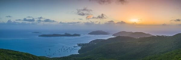 British Virgin Islands, Virgin Gorda, North Sound of North Sound from Fanny Hill, dawn
