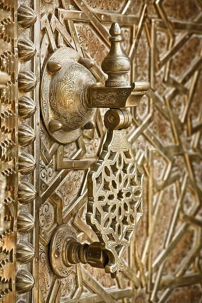 Detail on bronze doorway, Royal Palace, Fez-el-Jedid, Fez, Morocco