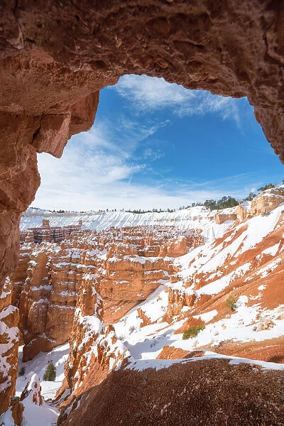 Bryce Canyon National Park framed in a rock window, Tropic, Utah, USA