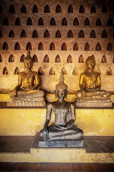 Buddha statues, Buddha gallery, Wat Sisaket, Vientiane (capital city), Laos