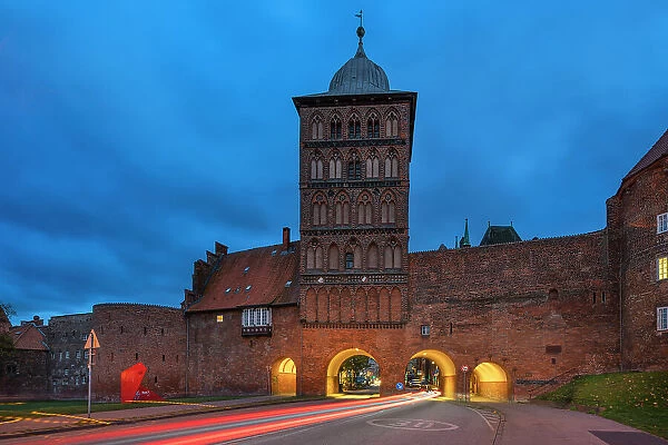 Burgtor at twilight, Lubeck, UNESCO, Schleswig-Holstein, Germany