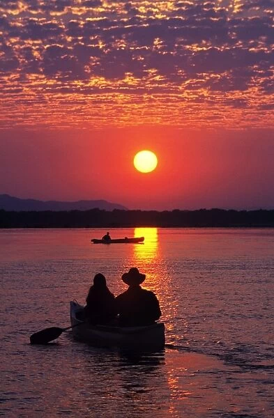 Canoeing at sun rise on the Zambezi River