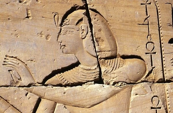 Carving of Pharoah on entrance pylon to Temple of Karnak