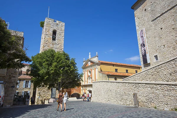 Cathedral and Musee Picasso in the Old town of Antibes, Alpes-Maritimes