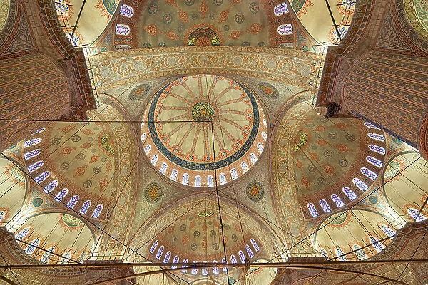 Ceiling of Blue Mosque, Sultanahmet, UNESCO, Fatih District, Istanbul Province, Turkey