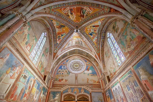Detail of ceiling of upper Basilica of Saint Francis of Assisi, Assisi, Perugia province, Umbria, Italy
