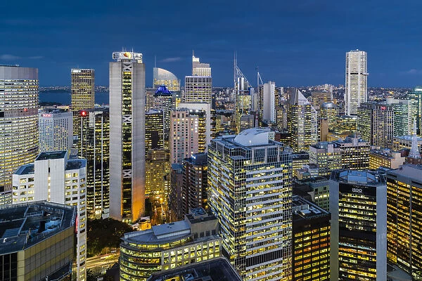 Central business district at dusk, Sydney, New South Wales, Australia